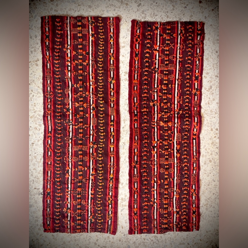 Matching Pair of Beautiful Traditional Berber Embroidered Panels - One of a Kind